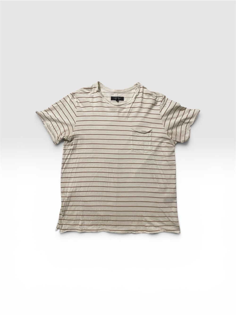 rag & bone Cream Tee with Thin Brown Stripes
